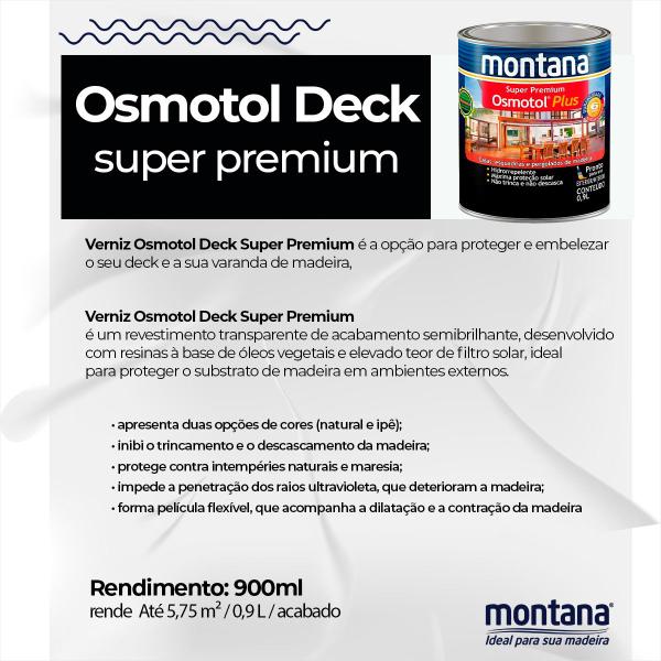 Hidrorrepelente Extra Proteção Osmotol Deck Premium 900ml - Montana Imagem de Hidrorrepelente Extra Proteção Osmotol Deck Premium 900ml