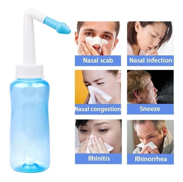 Imagem de Higienizador Ducha Nasal Lavador Lavagem Sinusite - 300ml Cor Azul