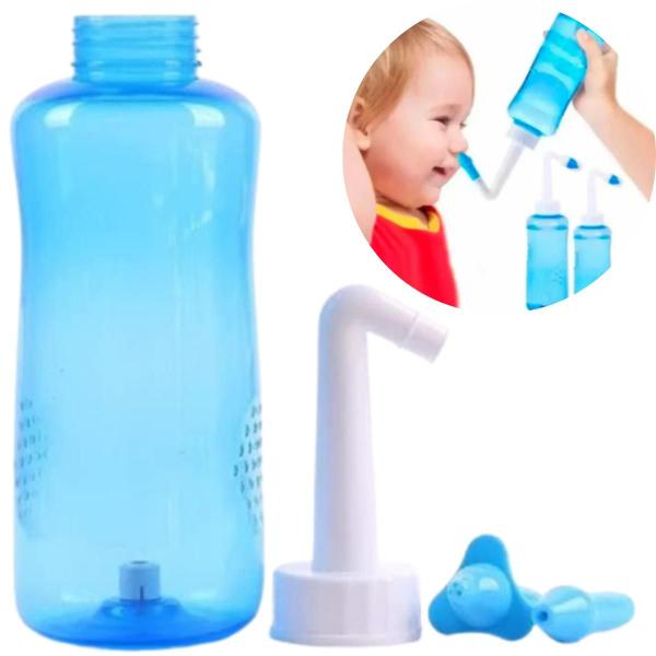 Imagem de Higienizador Nasal Azul com Dois Bicos e Frasco de 300ml