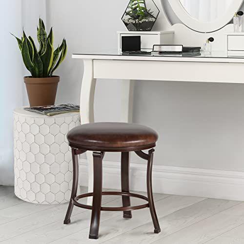 Imagem de Hillsdale Móveis Hastings Backless Vaity Stool, Castanho Antigo