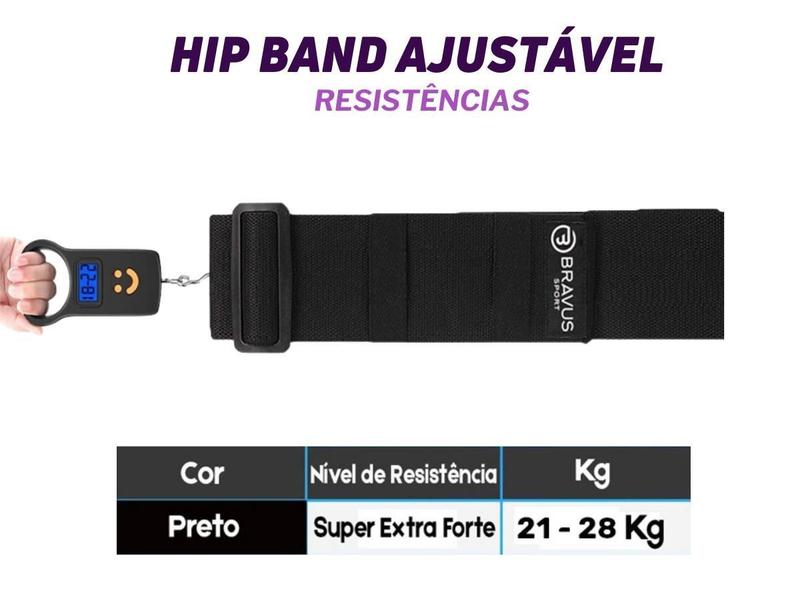 Imagem de Hip Mini Band Super Extra Forte Preta Ajustável Premium Bravus