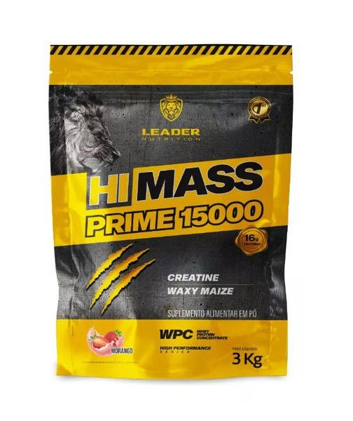 Imagem de Hipercalórico Hi Mass Prime 15000 Morango 3kg Leader Nutrition