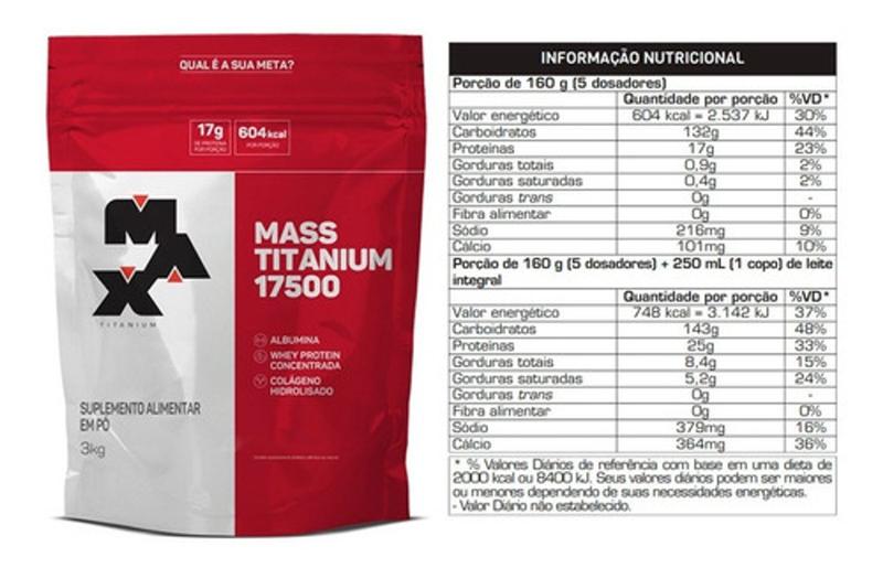 Hipercalórico Mass Titanium 17500 Refil 3 kg - Max Titanium Imagem de Hipercalórico Mass Titanium 17500 Refil 3 kg - Max Titanium
