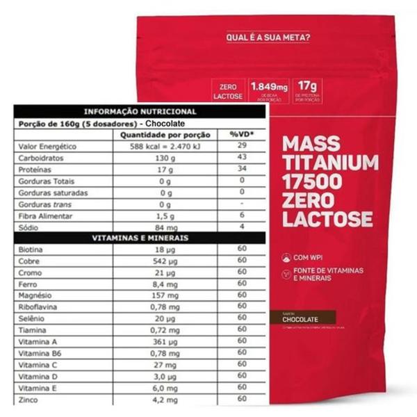 Imagem de Hipercalórico Mass Titanium 17500 Zero Lactose 2,4kg - Max