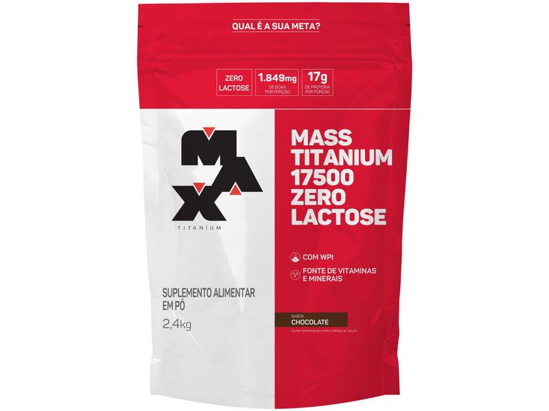 Imagem de Hipercalórico Max Titanium Mass Titanium 17500 - Zero em Pó 2,4kg Chocolate sem Lactose