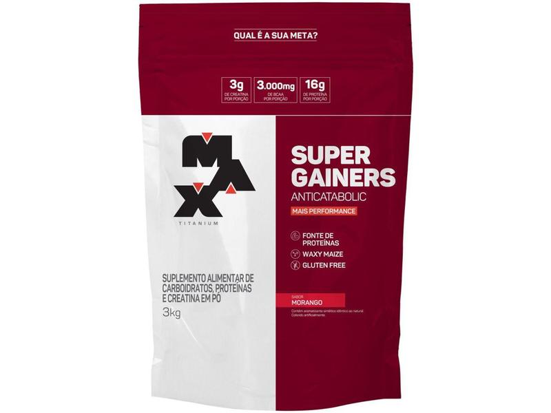 Imagem de Hipercalórico Max Titanium Sugar Gainers em Pó - 3kg Morango