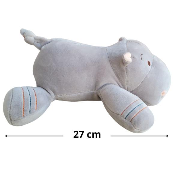 Imagem de Hipopótamo De Pelúcia Cinza Deitado 27cm Fofinho Plush