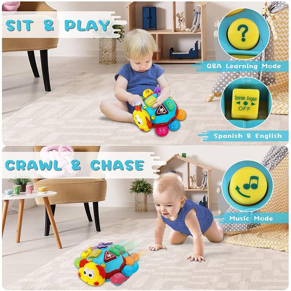 Imagem de HISTOYE Espanhol Inglês Inglês Brinquedos de Bebê com Música Leve Arrastando Brinquedos Bilíngues para Bebês 6-12 Meses Educação Precoce Musical Movendo Brinquedo para Criança 1-3 Presente de Brinquedo Desenvolvimento para 12 3 Anos Boy Girl