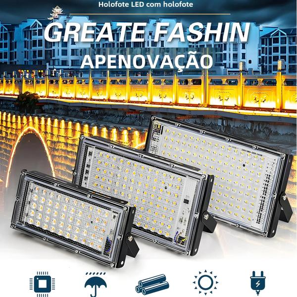 Holofote LED 100W IP65 - À Prova D'Água 220V - Refletor Externo para Parede e Rua Imagem de Holofote LED 100W IP65 - À Prova D'Água 220V - Refletor Externo para Parede e Rua