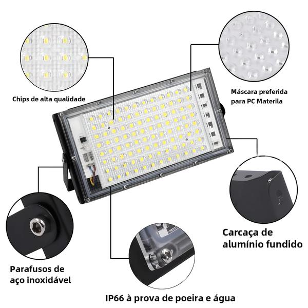 Holofote LED 100W IP65 - À Prova D'Água 220V - Refletor Externo para Parede e Rua Imagem de Holofote LED 100W IP65 - À Prova D'Água 220V - Refletor Externo para Parede e Rua