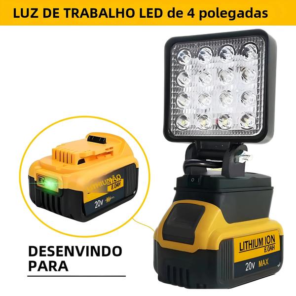 Imagem de Holofote Portátil LED 18V Dewalt - Sem Fio, para Trabalho, Pesca e Emergências