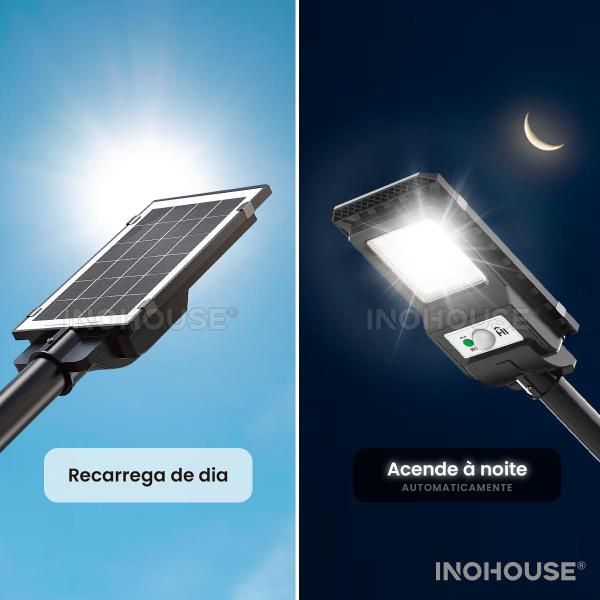 Imagem de Holofote Solar Refletor 100w Luminaria Poste Autonoma IP65 Controle remoto Preta  