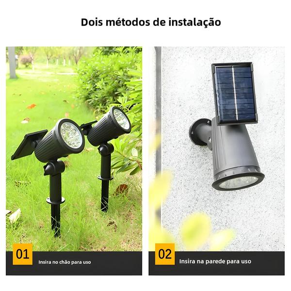 Imagem de Holofotes Solares Ajustáveis com 9 LEDs - IP65 à Prova D'Água para Jardim e Quintal