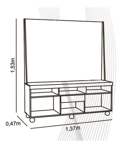 Imagem de Home 1.37m Turim Com Rodinhas Cabe Tv Até 55'' ( Cor Teka )