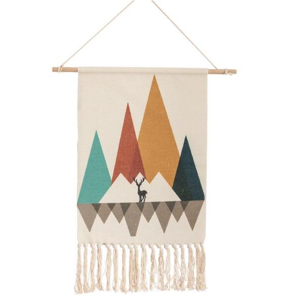 Imagem de Home Boho Wall Tapestry Macrame Cotton Linen Knit Tassel Nordic Paintings Decor Background Tapestry For Living Room Bedroom Tapeçarias Decorativas