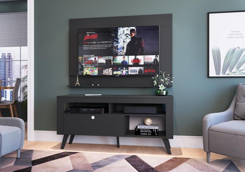 Imagem de Home Com Bancada E Painel Para Tv Ate 55" Dinamarca Preto