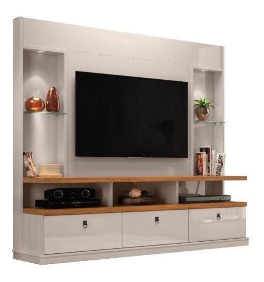 Imagem de Home Estante Denm 2.18m Tv Até 58'' Off White 3 Gavetões Led