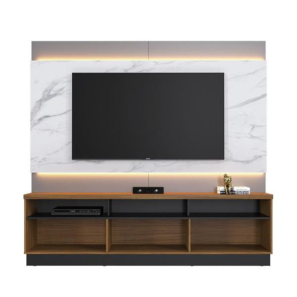 Imagem de Home Estante para Sala com Painel de TVs até 70 Polegadas Rossi Grigio Preto Fosco