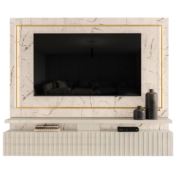 Imagem de Home Frisado para TVs 75"com 2 Led Roma Calacata Off White