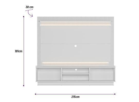 Imagem de Home Guararapes p/TV até 75" Nature/Chumbo + Kit Fitas de Led Linea Brasil