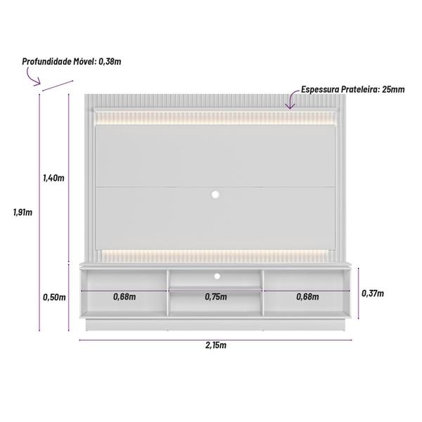 Imagem de Home Guararapes para TV 75'' com Led Nature/Off White - Linea