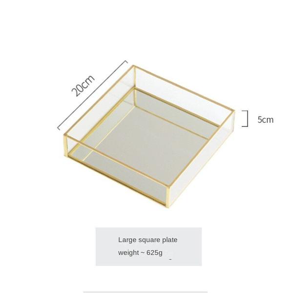 Imagem de Home Kitchen Decor Retro Storage Tray Gold Retângulo De vidro organizador de sobremesas