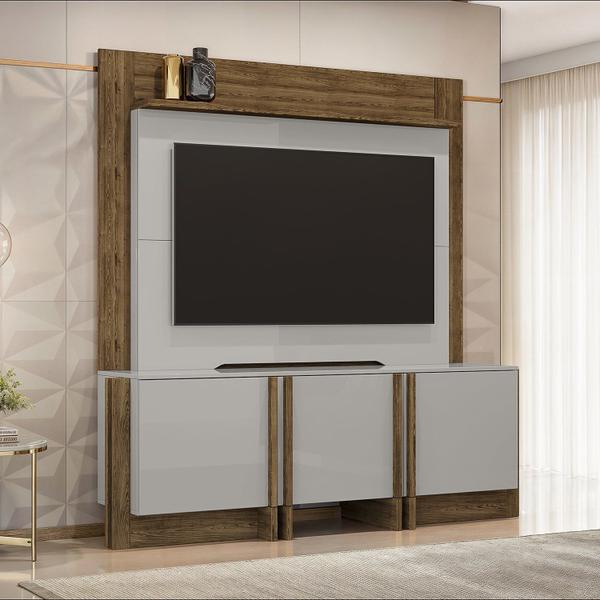 Imagem de Home Orlando Tvs até 60 Polegadas Design Moderno 3 Portas Puxadores Mdf Revestido Off-White/Ipê