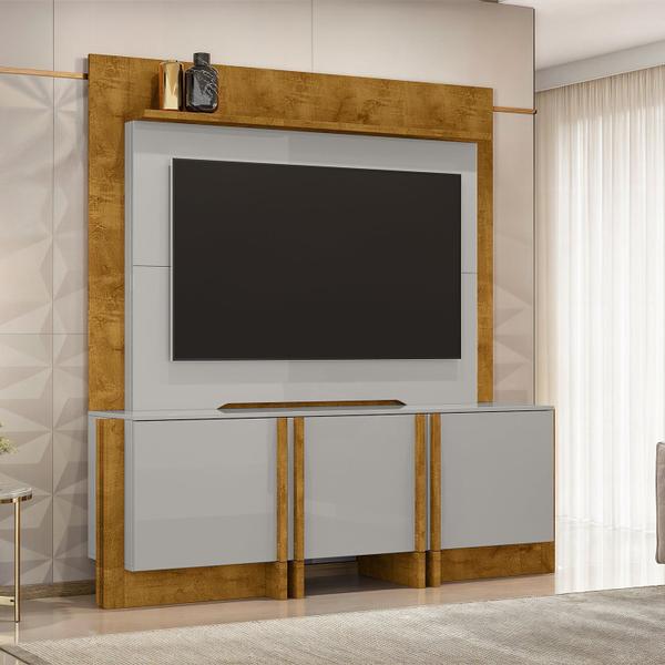 Imagem de Home Orlando Tvs até 60 Polegadas Design Moderno 3 Portas Puxadores Mdf Revestido Off-White/Naturalle