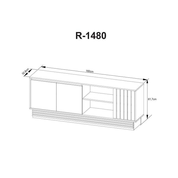 Imagem de Home p/ TV até 65 Pol PA2914/R1480 Ripado c/ 2 Portas 160x102cm Natural/Palha - Tecno Mobili