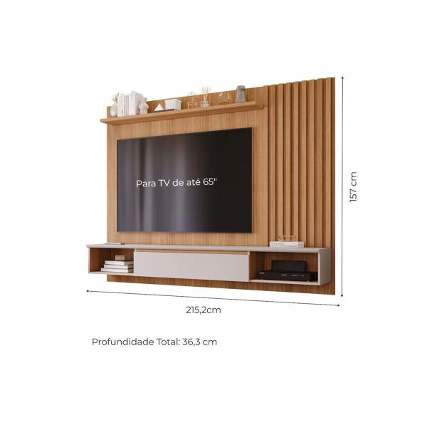 Imagem de Home p/TV até 65 Polegadas Bahamas Ripado 215X157cm Off White/Nature - Permóbili