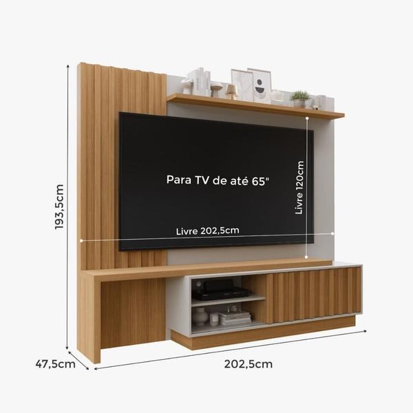 Imagem de Home para TV 65" 100% MDF Guarujá Permobili Nature/Off White 