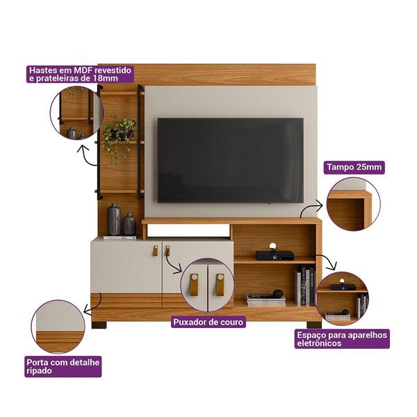 Imagem de Home para TV até 50 Polegadas 2 Portas 4 Prateleiras Alagoas Nature/Off White - Linea Brasil