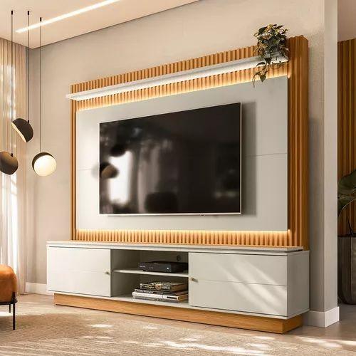 Imagem de Home para TV até 75 Polegadas 2 Portas Guararapes com LED Linea Brasil Nature Off White