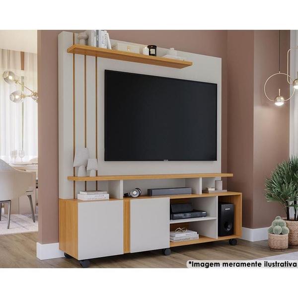 Imagem de Home para TV Valência  até 55 Polegadas c/ 2 Portas e 6 Nichos Off White/Nature - Permóbili