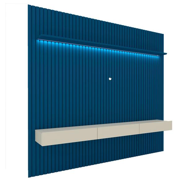 Imagem de Home Ripado Com Led Nobre 2.3 Azul Royal com Off White - Gelius Móveis