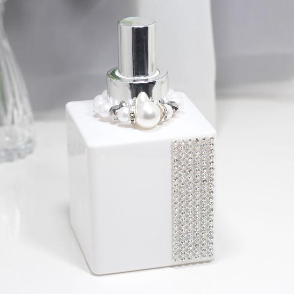 Imagem de Home Spray Vidro Cubo Branco Fancy Prata 6F 