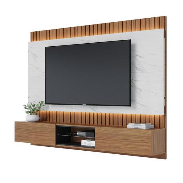 Imagem de Home Suspenso Buzios 2.2 para TV de 75" Noce Milano/Preto Fosco/Calacatta - Colibri