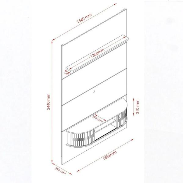 Imagem de Home Suspenso com Painél Piso-Teto 244cmx 154cm Monte Carlo Calacata Off White Madetec 