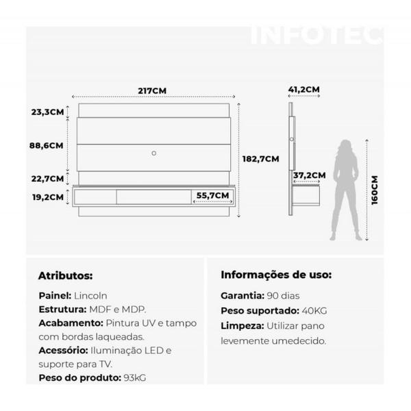 Imagem de Home Suspenso New Lincoln 2.17m para TV de até 70" Off White Cinamomo Provincia 