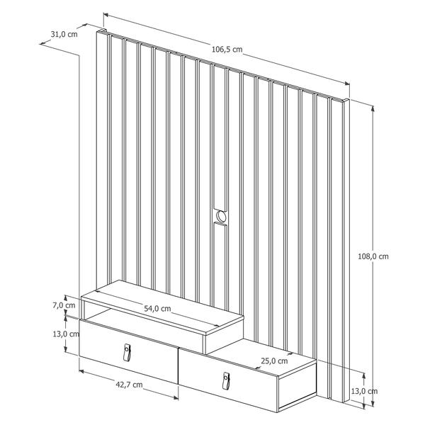 Imagem de Home Suspenso Ripado Lion Rack e Painel 2 Gavetas para TV