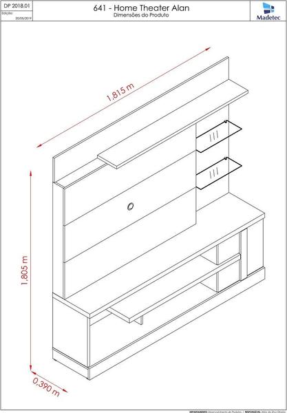 Imagem de Home Theater Alan para TV de até 55 polegadas COM PÉS- Cinamomo / Off White - Madetec