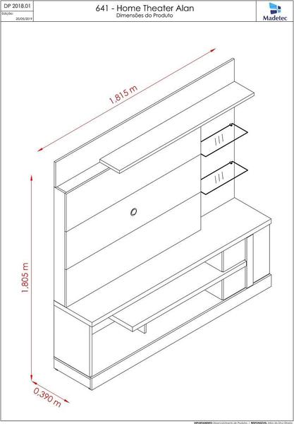 Imagem de Home Theater Alan para TV de até 55 polegadas COM PÉS- NATURALE/ OFF WHITE - Madetec