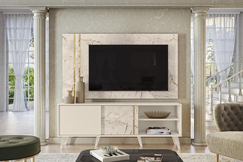 Imagem de Home Theater Cronos para TV de até 65 polegadas - Calacata / Off White - Madetec