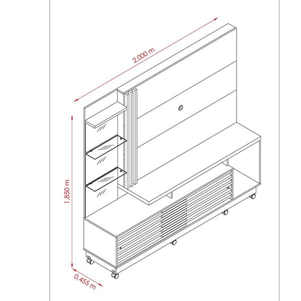 Imagem de Home Theater Estante Paraíso c/ Rodízios TV 60" LED e 2 Portas Fendi/ Naturale - Bela Móveis