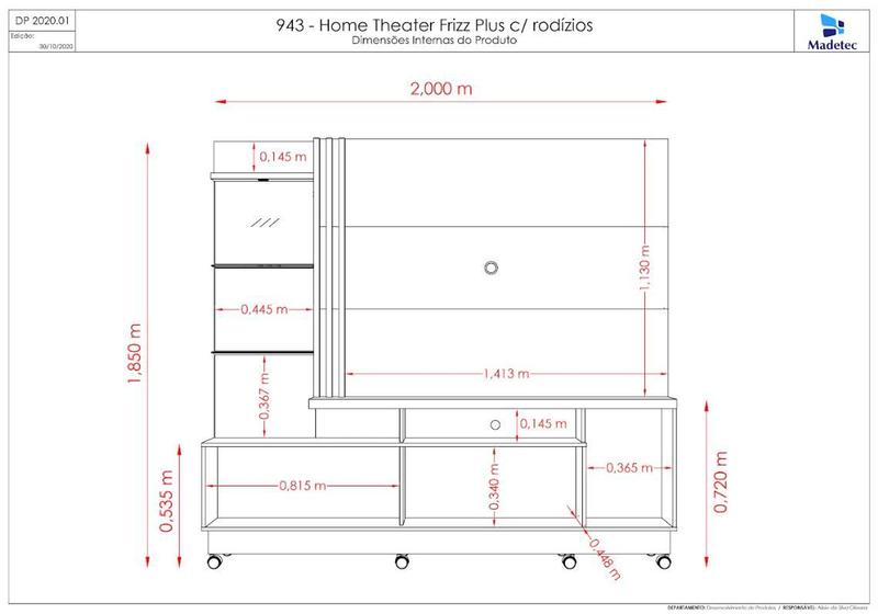 Imagem de  home theater frizz plus com rodízios   cinamomo com off white 943139  madetec