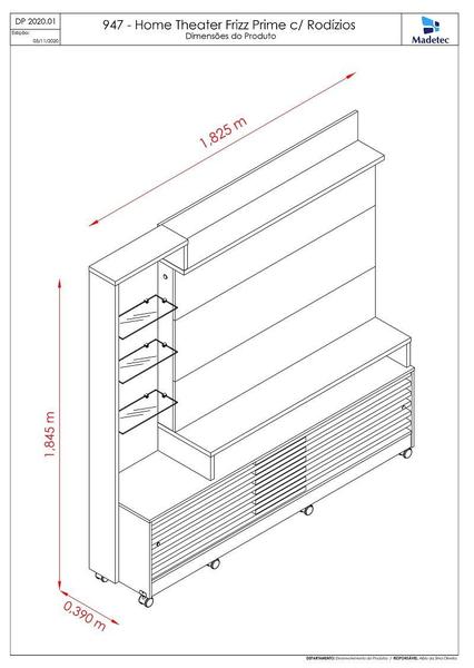 Imagem de Home Theater Frizz Prime para TV de até 55 polegadas (COM RODÍZIOS) - CALACATA / OFF WHITE - Madetec