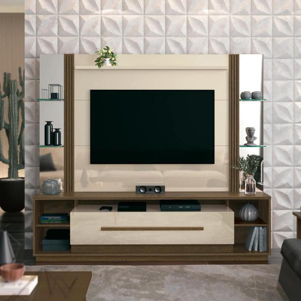 Imagem de Home Theater Império Off White com Nogal 2.1 - EDN Móveis