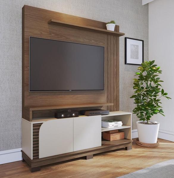 Imagem de Home Theater Jurerê 1.5 com Detalhes Ripado Artesanal Amêndoa Off White - Colibri