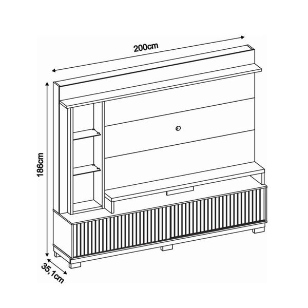 Imagem de Home Theater Rack Para TV Até 65 Polegadas LED Sala de Estar 2 Portas de Correr Marrom Off White