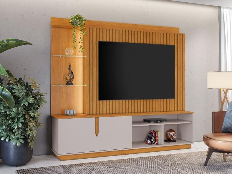 Imagem de Home Theater Ripado com Led Tv 60'' Amparo - Cinamomo/Off White